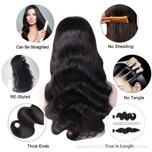 Body wave Lace Front Human Hair Wig Brazilian Virgin Human Hair 13X4 Lace Frontal Wig Pre Plucked With Baby Hair Natural Black
